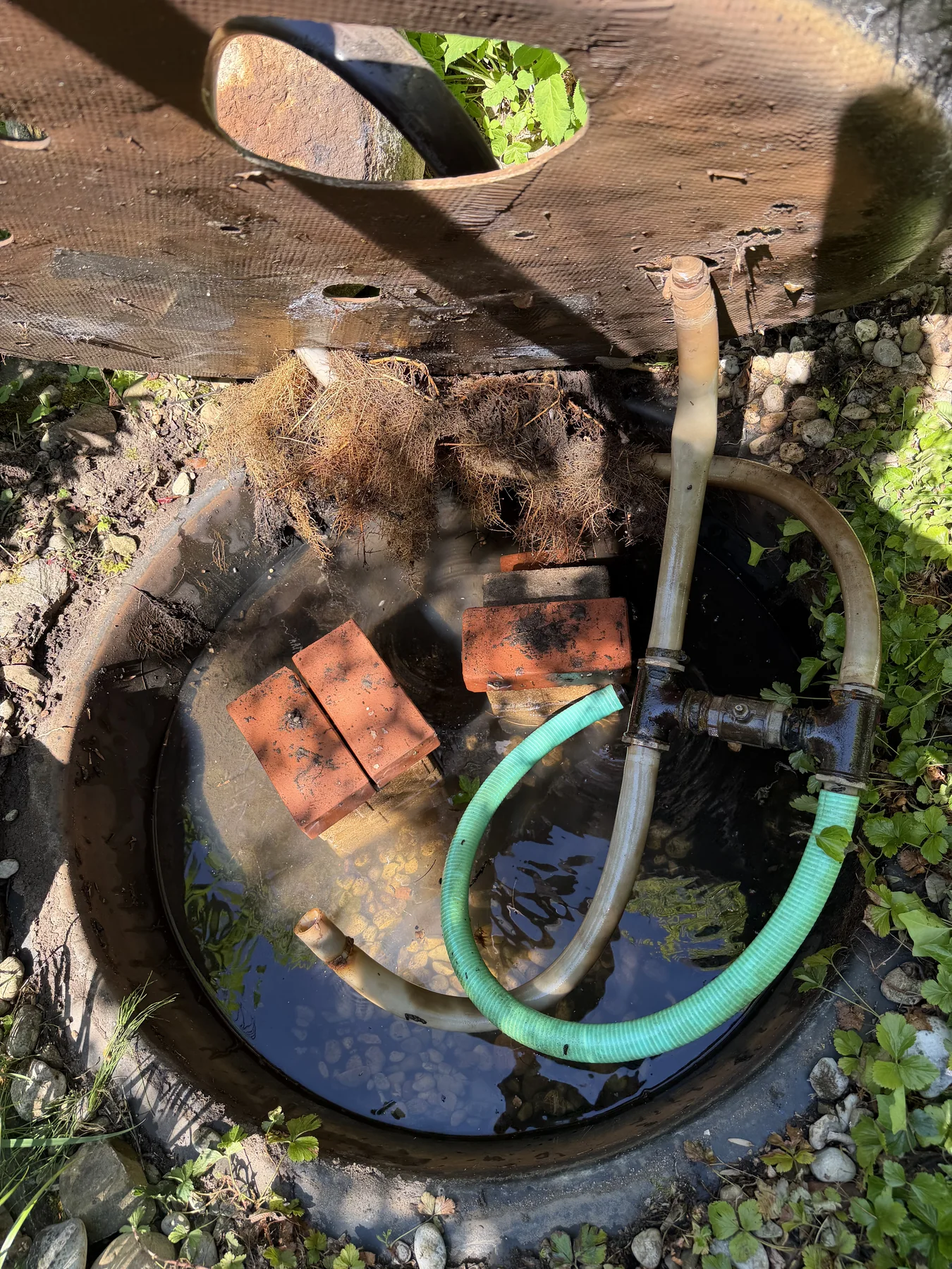 Vorbereitung der Gartenfontäne