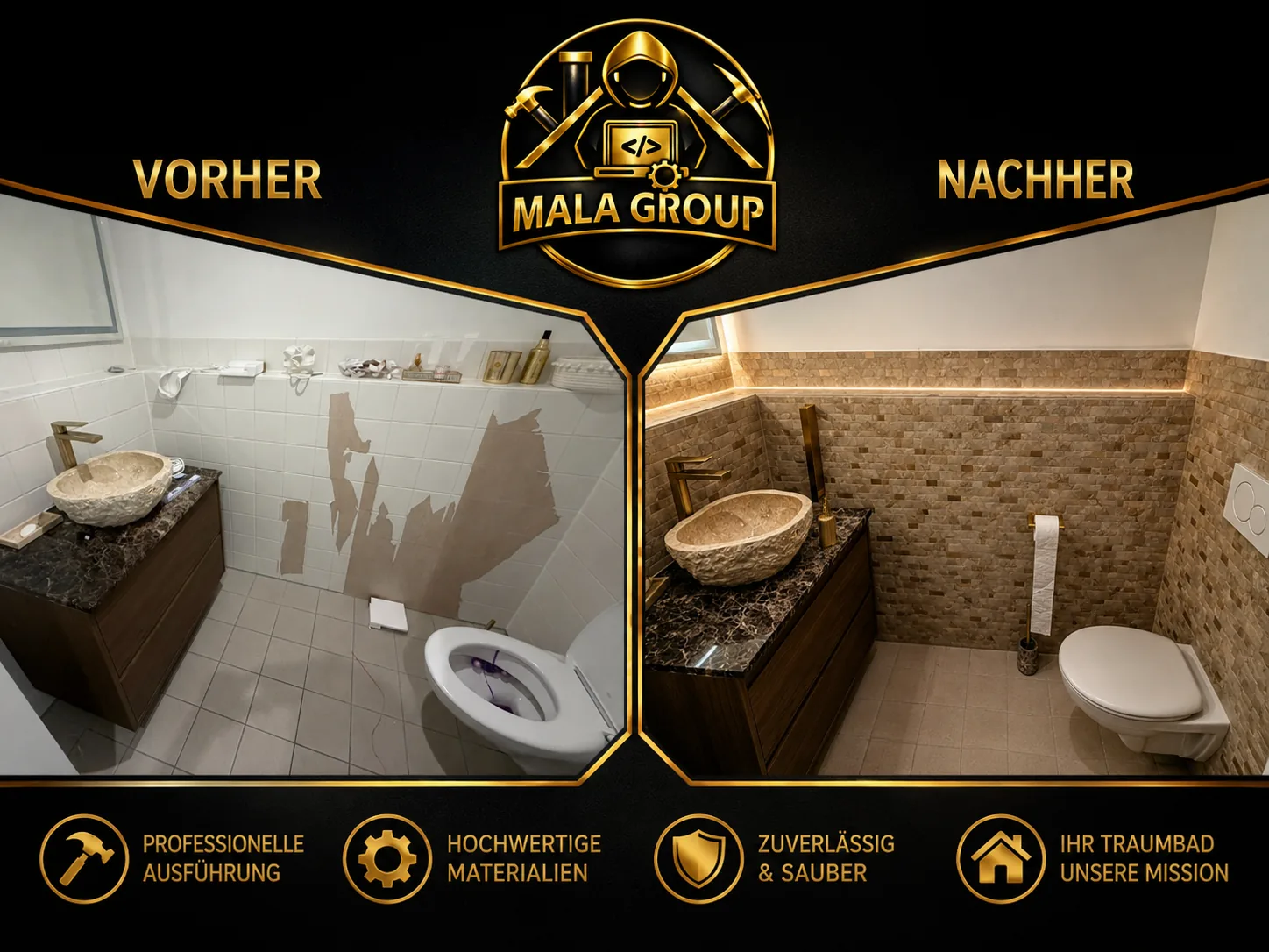 Modernes Wanddesign Badezimmer Vorher Nachher