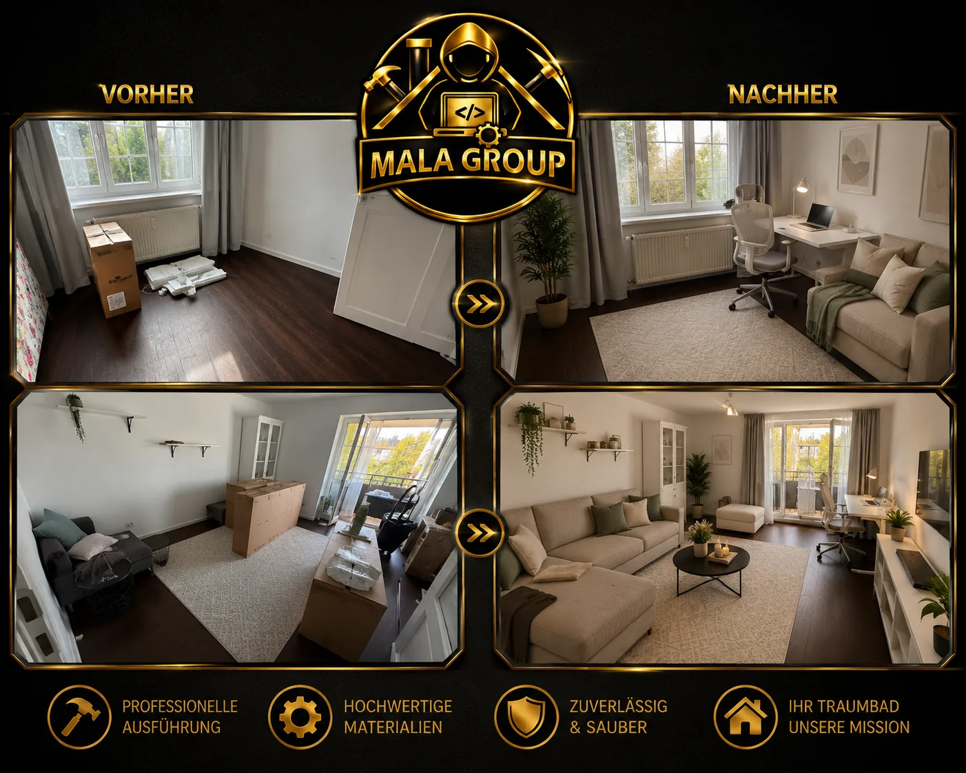Möbelmontage Wohnzimmer Vorher Nachher Projekt von Mala Group