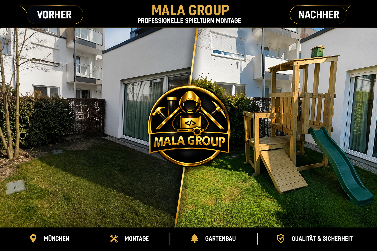 Spielturm Montage und Gartenarbeit Projekt von Mala Group