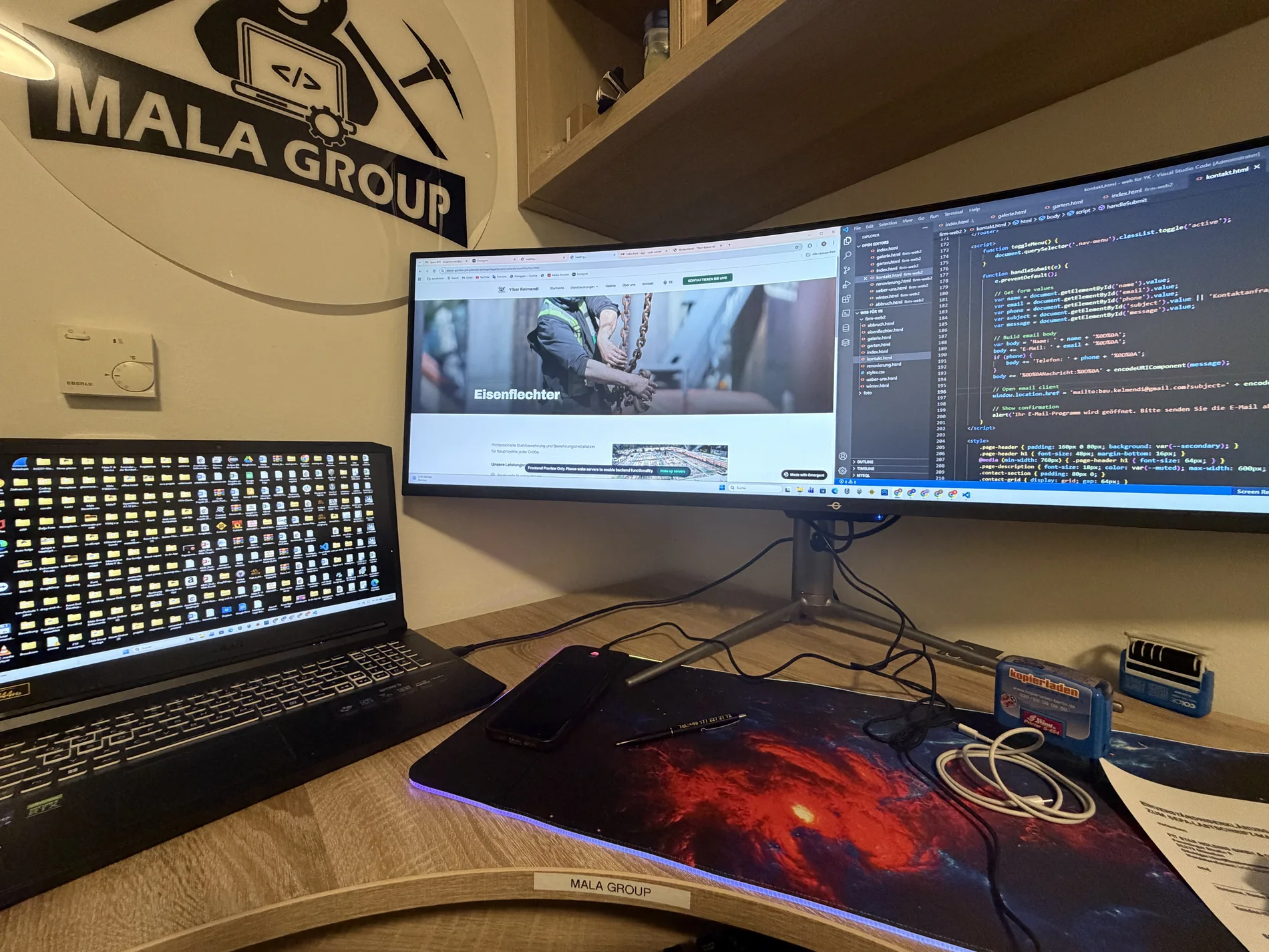 Webdesign Arbeitsplatz von Mala Group